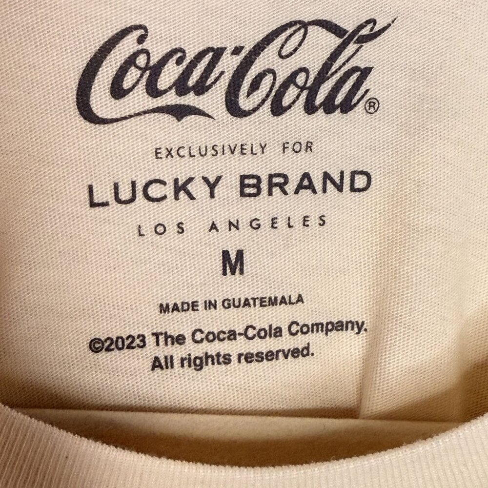 Lucky Brand Cream Coca-Cola Santa Graphic Tee White M - Picture 6 of 8